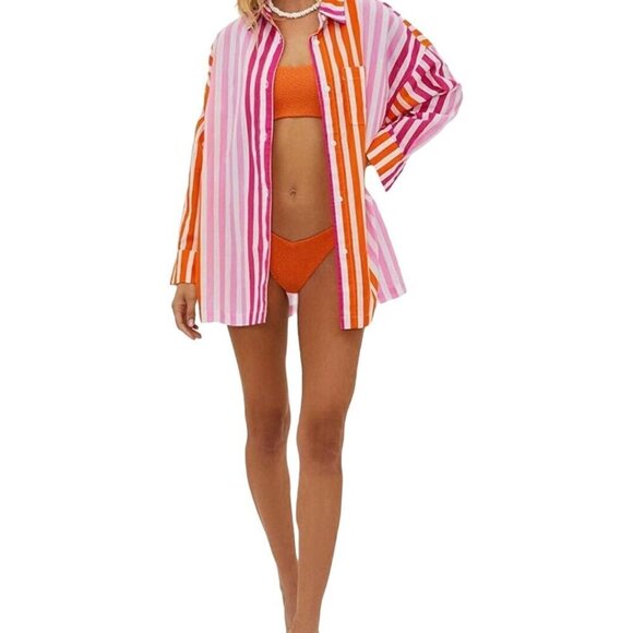 Beach Riot NWT Alexis Button Down Top Sunset Stripes Size PL - Picture 6 of 8